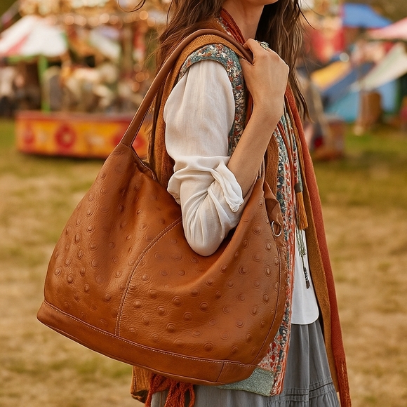 Sundance Handbags - Sundance Brown Leather Satchel Tote Bag Boho Studded Purse Western Style 15"x12"